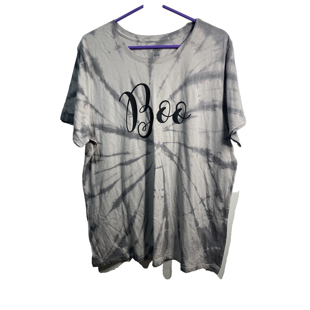 celebrate halloween womens short sleeve grey shirt BOO size XXXL 3XL 22 tie dye